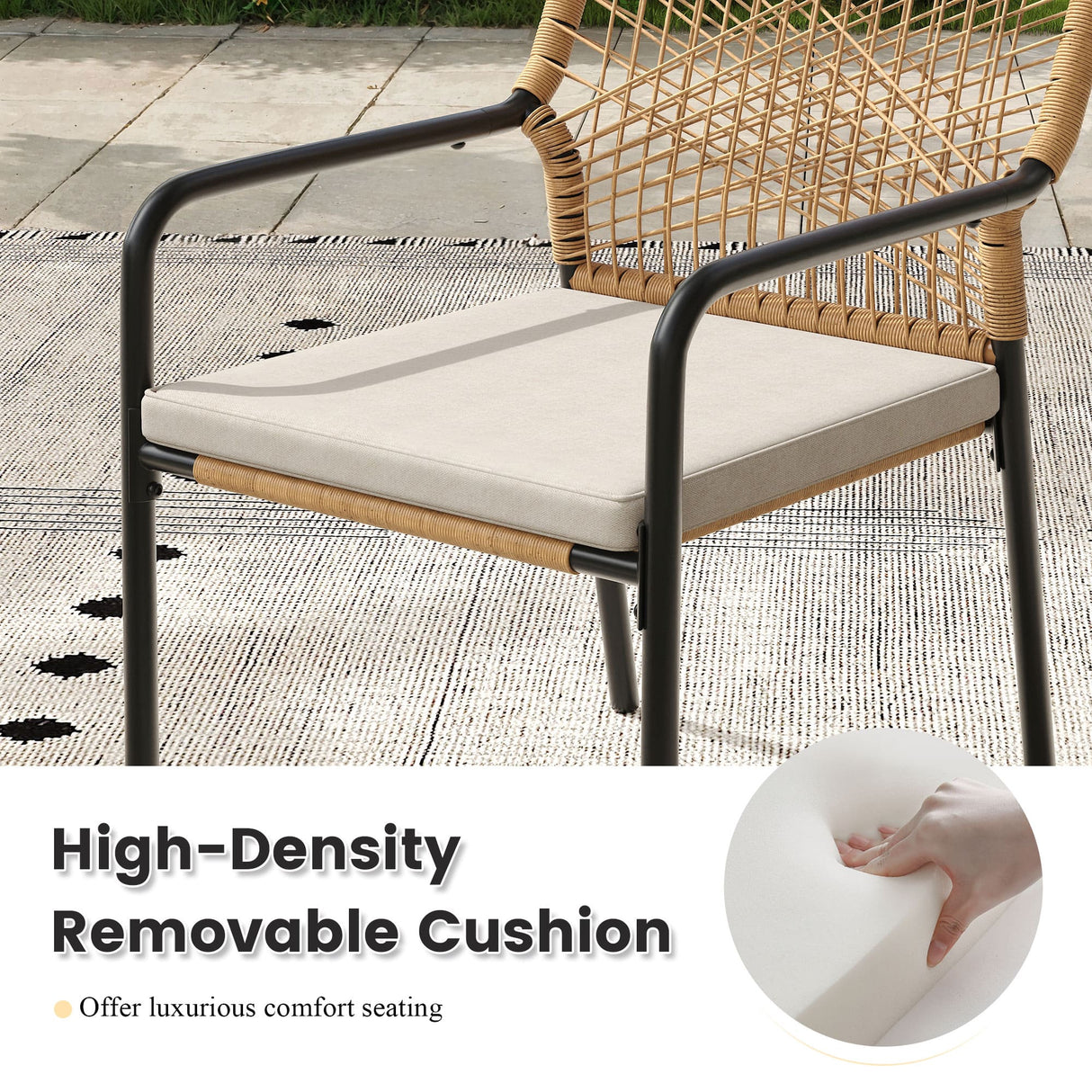 Vicllax Round Patio Dining Table for 10,  63" Outdoor Large Metal Round Table and Alora Stackable Chair