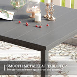 Vicllax Patio Dining Table for 4/6, Metal Dining Table with Umbrella Hole