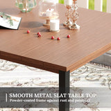 Vicllax Patio Dining Table for 4/6, Metal Dining Table with Umbrella Hole