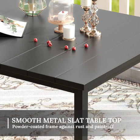 Vicllax 63" Outdoor Patio Metal Dining Table with Umbrella Hole