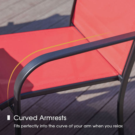 Vicllax Juego de comedor para exterior de 5 piezas con mesa cuadrada de metal de 42" y sillas de textileno 