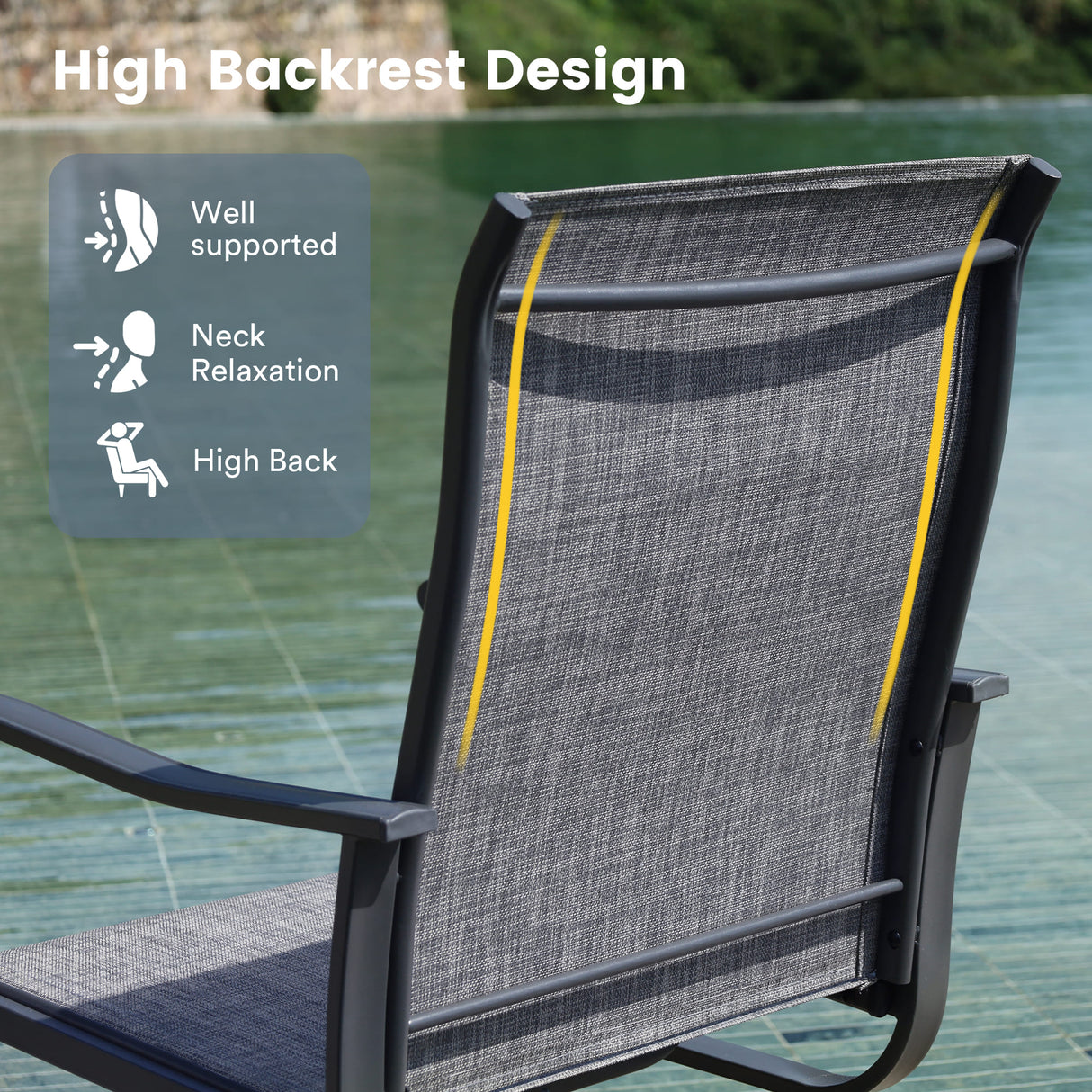 Vicllax 7 Pieces Outdoor Dining Set with Metal Rectangular Table and Premium Swivel Chair