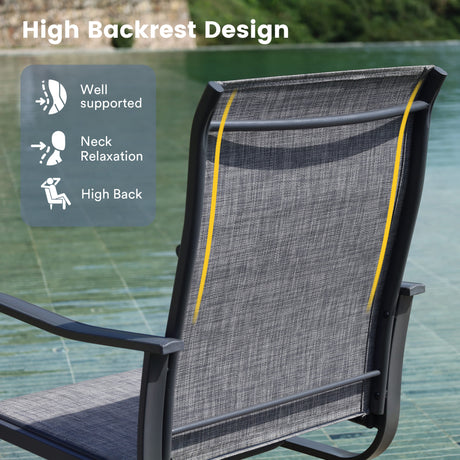 Vicllax Juego de comedor para exterior de 5 piezas con mesa redonda de metal de 42" y 4 sillas giratorias acolchadas