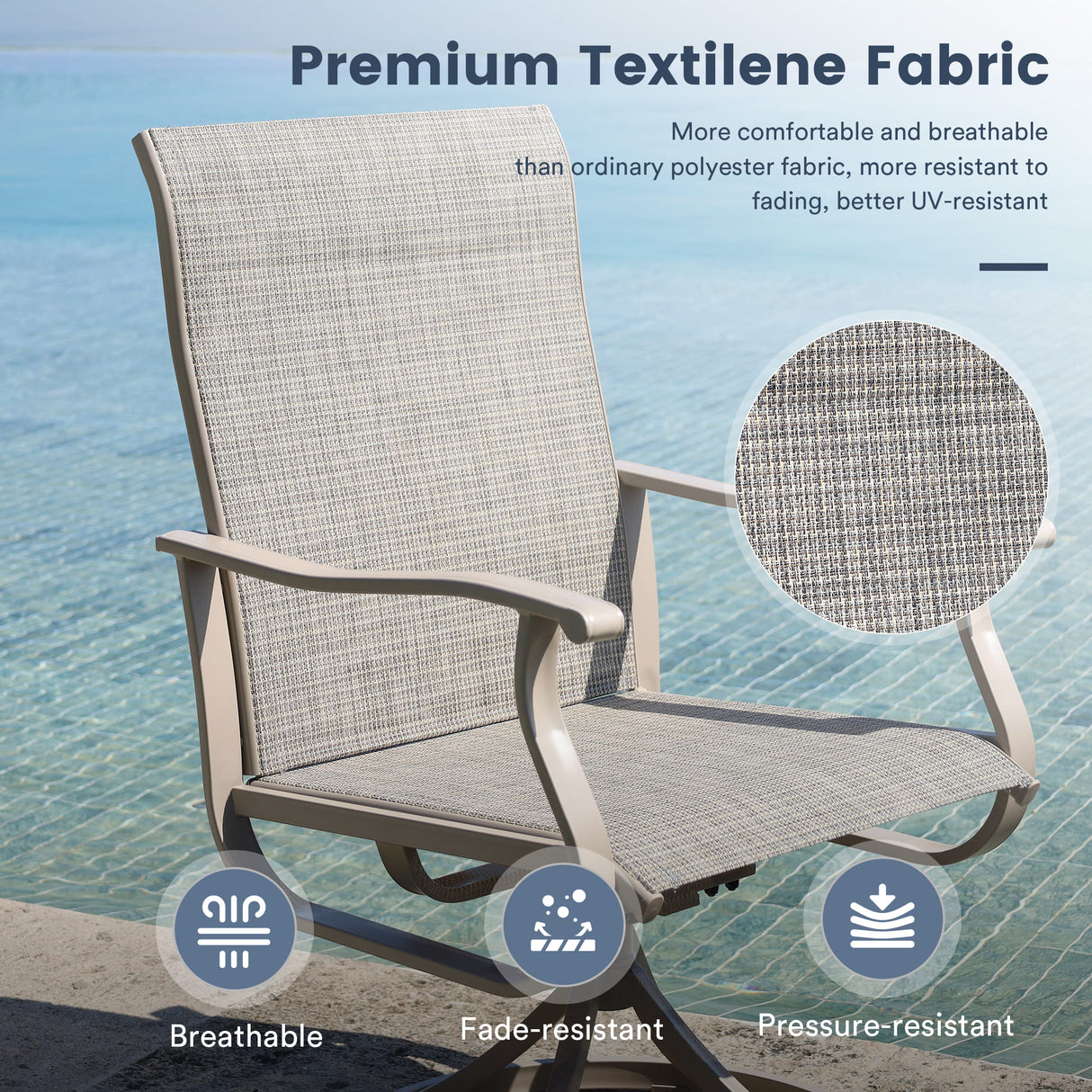 Vicllax 9 Pieces Outdoor Dining Set with 60" Round Dining Table and Premium Swivel Chairs