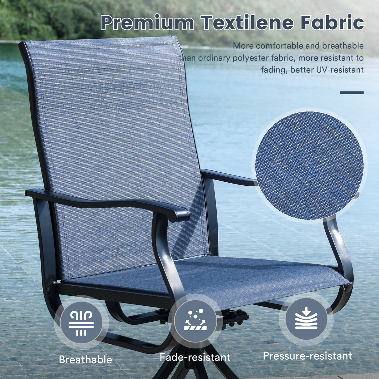 Vicllax 9 Pieces Outdoor Dining Set with 60" Round Dining Table and Premium Swivel Chairs