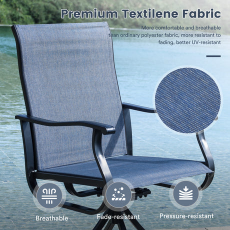 Vicllax Juego de comedor para exterior de 5 piezas con mesa redonda de metal de 42" y 4 sillas giratorias acolchadas