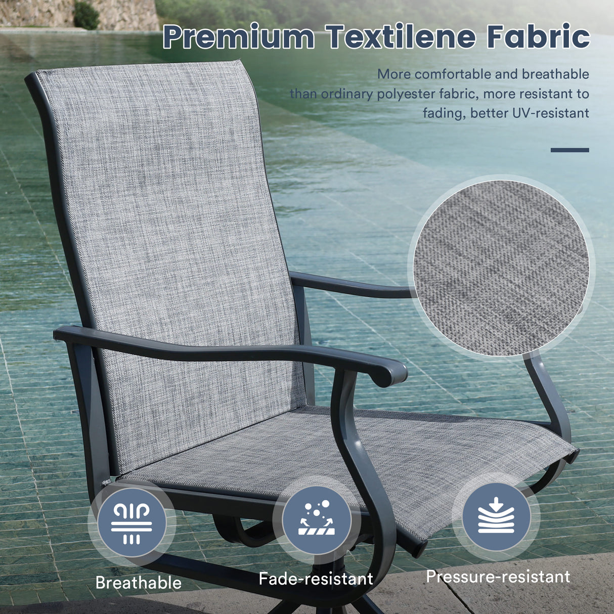 Vicllax 9 Pieces Outdoor Dining Set with 60" Round Dining Table and Premium Swivel Chairs