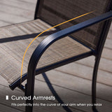 Vicllax 5 Pieces Outdoor Dining Set, 37.8" Square Metal Table and Stackable Sling Chairs