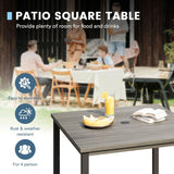 Vicllax 5 Pieces Outdoor Dining Set with 40" Square Table and Padded Stackable Chairs