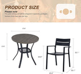 Vicllax Outdoor Patio Bistro Set of 2, Metal 27.6" Round Table and Stackable Dining Chair