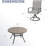 Vicllax 5 Pieces Outdoor Dining Set, Premium Metal Round Table and Paddad Swivel Chairs