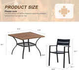 VICLLAX Patio 5 Pieces Outdoor Dining Set for 4, 37.8" Outdoor Square Table and Metal Stackable Chair