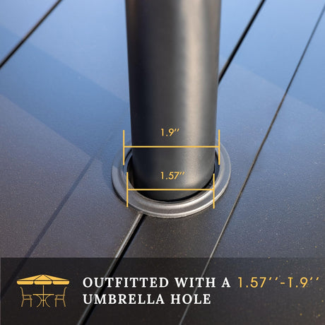 Vicllax Juego de comedor de exterior de 7 piezas con mesa rectangular de metal y sillas giratorias de textileno