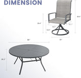 Vicllax 7 Pieces Outdoor Dining Set, 50" Metal Round Dining Table and Paddad Swivel Chairs