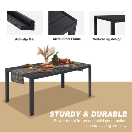 Vicllax Juego de muebles de patio de 7 piezas, mesa de comedor para exteriores para 6 personas y sillas giratorias de patio 