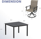 Vicllax Outdoor 40.2“ Dining Table Set of 4, Square Table with Swivel Dining