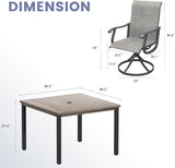 Vicllax Outdoor 40.2“ Dining Table Set of 4, Square Table with Swivel Dining