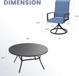Vicllax 7 Pieces Outdoor Dining Set, 50" Metal Round Dining Table and Paddad Swivel Chairs