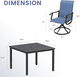 Vicllax Outdoor 40.2“ Dining Table Set of 4, Square Table with Swivel Dining