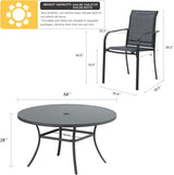 Vicllax 11 Pcs Outdoor Dining Set with 60“ Round Metal Table and Stackable Sling Chair