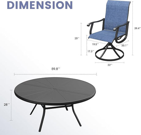VICLLAX 9 Pieces Outdoor Dining Set, Swivel Dining Chairs Set of 8 and Round Patio Table