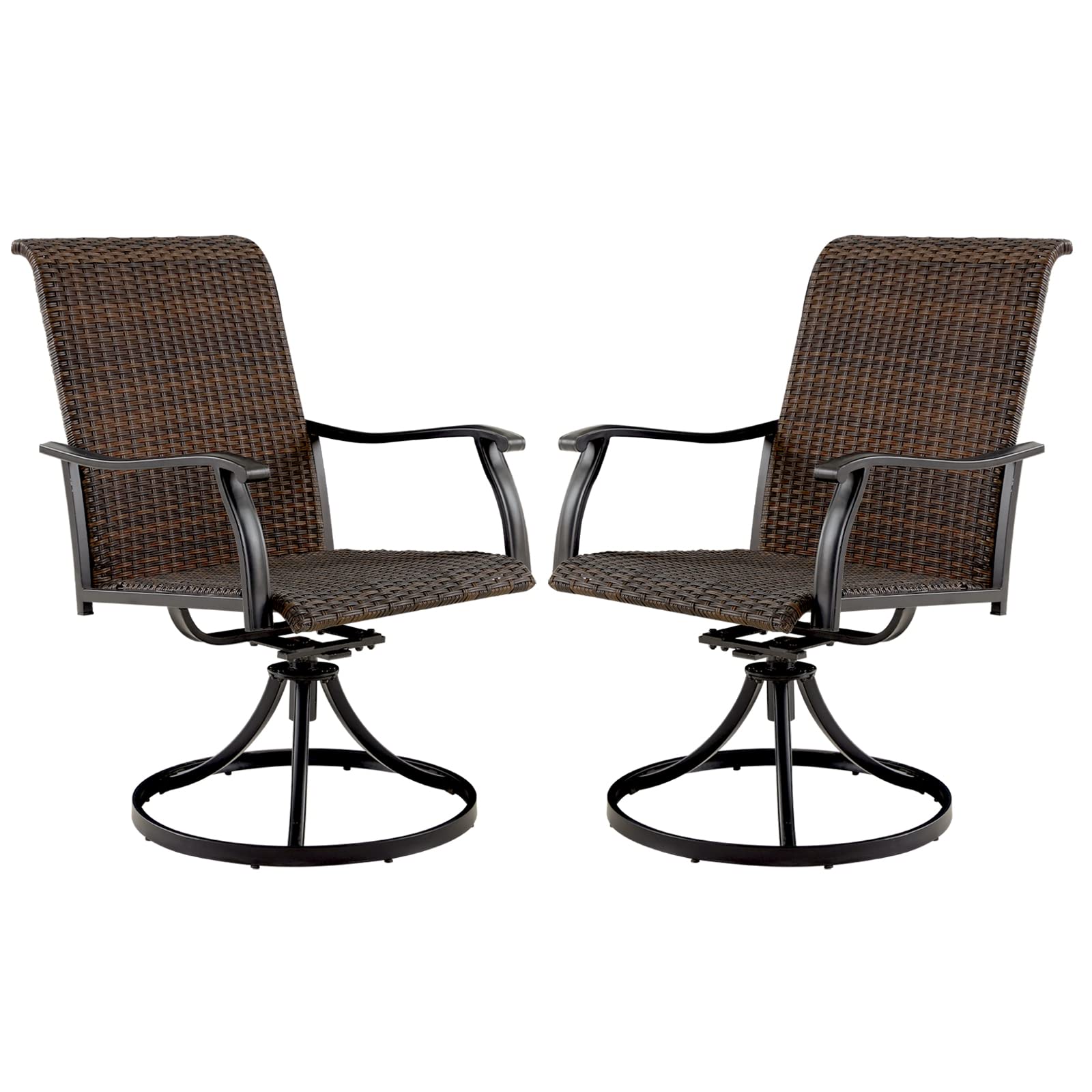 Vicllax Patio Rattan Dining Chairs, Outdoor Swivel Rattan Chairs with Armrest