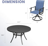 Vicllax Outdoor Dining Table Set of 4/8, Plastic Round Table 41.7" / 56.3" with Swivel Dining Chairs