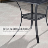 Vicllax 3-Piece Patio Bistro Set, Outdoor Stackable Sling Chairs and Black Metal Square Table