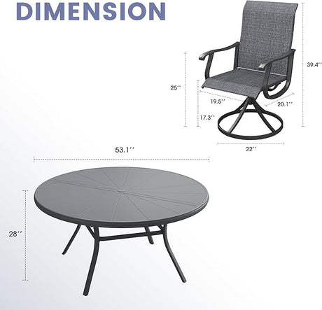 VICLLAX 5/7 Pieces Outdoor Dining Set, Swivel Dining Chairs Set of 4/6 and Round Patio Table