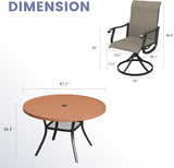 Vicllax Outdoor Dining Table Set of 4/8, Plastic Round Table 41.7" / 56.3" with Swivel Dining Chairs