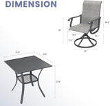 VICLLAX 3 Pieces Outdoor Dining Set, Set of 2 Patio Swivel Dining Chairs and 28" Square Table