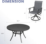 Vicllax Outdoor Dining Table Set of 4/8, Plastic Round Table 41.7" / 56.3" with Swivel Dining Chairs