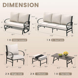 Vicllax 5-Piece Outdoor Patio Conversation Set with Cushioned Sofa Chairs and Ottomans