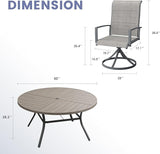 Vicllax 7 Pieces Outdoor Dining Set, 50" Metal Round Dining Table and Paddad Swivel Chairs