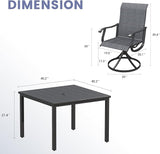 Vicllax Outdoor 40.2“ Dining Table Set of 4, Square Table with Swivel Dining