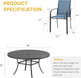 Vicllax 11 Pcs Outdoor Dining Set with 60“ Round Metal Table and Stackable Sling Chair