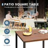 Vicllax 5 Pieces Outdoor Dining Set with 40" Square Table and Padded Stackable Chairs