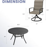 Vicllax 5 Pieces Outdoor Dining Set, Premium Metal Round Table and Paddad Swivel Chairs
