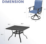 Vicllax Outdoor 38.6“ Plastic Dining Table Set of 4, Plastic Square Table with Swivel Dining Chairs