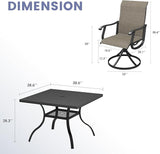 Vicllax Outdoor 38.6“ Plastic Dining Table Set of 4, Plastic Square Table with Swivel Dining Chairs