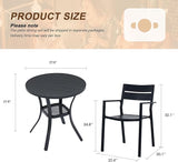 Vicllax Outdoor Patio Bistro Set of 2, Metal 27.6" Round Table and Stackable Dining Chair