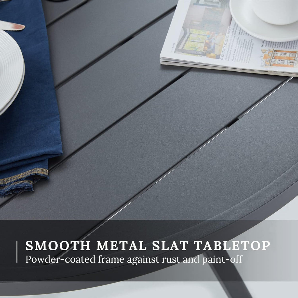 Vicllax 7 pcs Outdoor Dining Set, Metal Round Dining Table and Premium Swivel Chairs