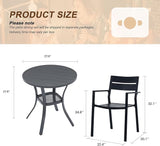 Vicllax Outdoor Patio Bistro Set of 2, Metal 27.6" Round Table and Stackable Dining Chair