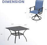 VICLLAX 5 Pieces Outdoor Dining Set, Swivel Dining Chairs and 37.8" Square Patio Table with Storage Shelf