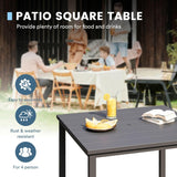 Vicllax 5 Pieces Outdoor Dining Set with 40" Square Table and Padded Stackable Chairs