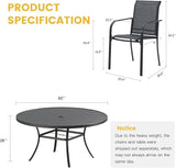 Vicllax 11 Pcs Outdoor Dining Set with 60“ Round Metal Table and Stackable Sling Chair