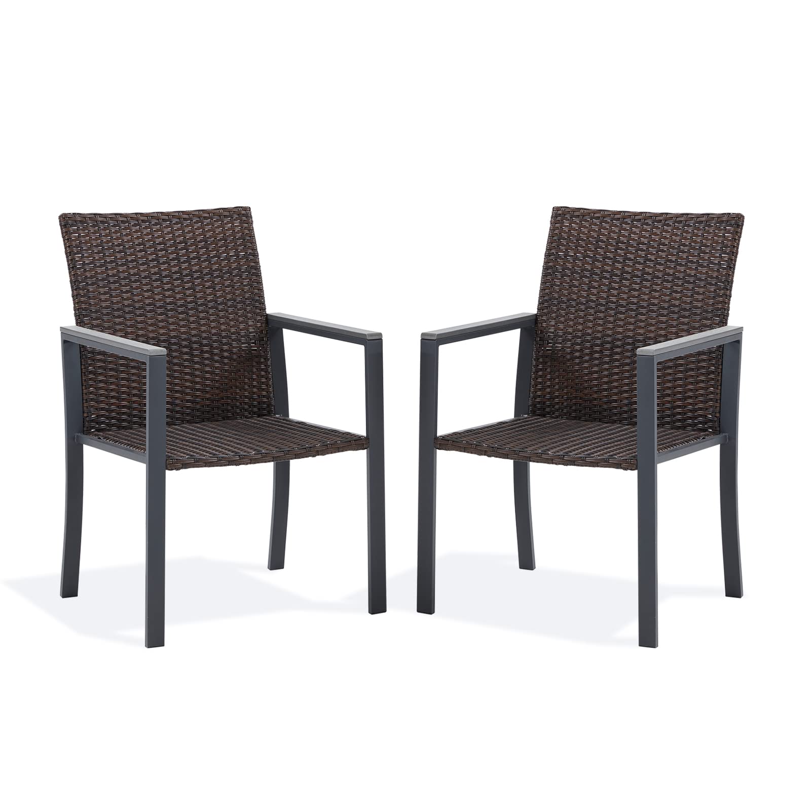 Vicllax Juego de sillas de comedor de mimbre para patio, 2/4/6, sillas de comedor para exterior con reposabrazos 