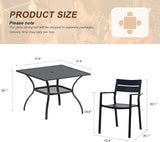 VICLLAX Patio 5 Pieces Outdoor Dining Set for 4, 37.8" Outdoor Square Table and Metal Stackable Chair