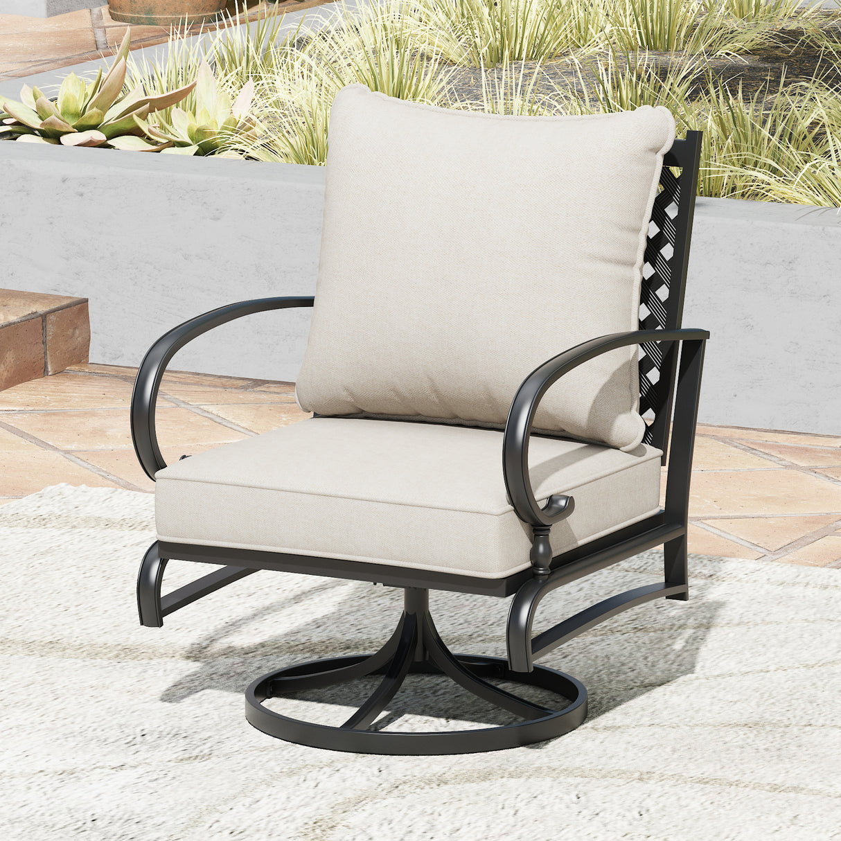 Vicllax Outdoor Patio Conversation Sofa, Love Seat Glider, and Swivel Chairs
