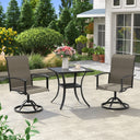 Vicllax 3 Pcs Outdoor Dining Set, 27.6" Square Bar Table and 2 Swivel Chairs